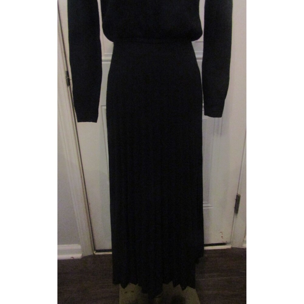 Vintage St. John by Marie Gray Black Knit Pleated Maxi Dress – Size 4 - Picture 4 of 9